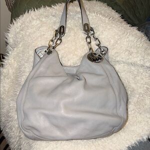 Michael Kors Light Gray Leather Shoulder Bag
